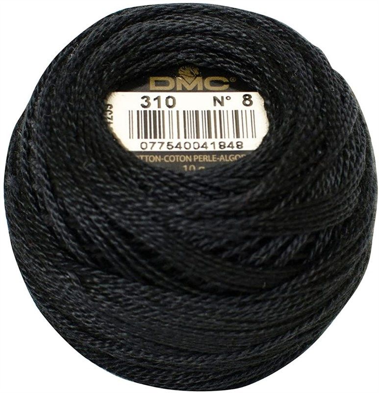 DMC 116 8-310 Pearl Cotton Thread Balls, Black, Size 8