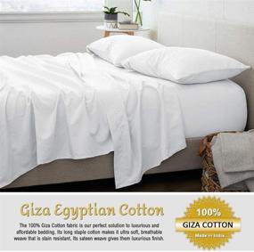img 2 attached to 🛏️ Giza Cotton King Sheets - High-Quality Giza Cotton King Size Sheets – My-Giza-Dream-Sheets 100% Certified Long Staple Giza Cotton Sheet Set (White, King Size)