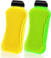 🧽 2-piece silicone sponges for dishes: efficient cleaning dish scrubber set for kitchen gadgets –yellow/green logo