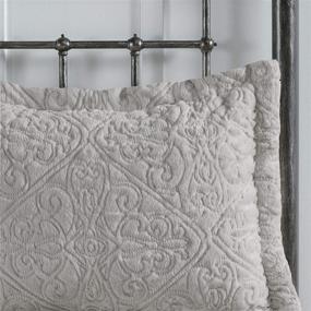 img 1 attached to Grey Embroidered Medallion King Size Bed Comforter Set by Madison Park Bismarck - 3 Piece Bedding Sets with Faux Fur Plush Bedroom Comforters (MP10-2004)