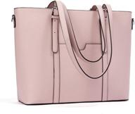 bromen 15.6 inch laptop tote bag for women - vintage leather handbags, shoulder work purses in pink logo