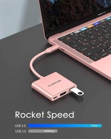 img 1 attached to 🌸 LENTION Rose Gold 3-in-1 USB C Hub with 100W Type C Power Delivery, USB 3.0 & 4K HDMI Adapter for 2021-2016 MacBook Pro 13/15/16, New Mac Air/Surface and More - Stable Driver Certified (CB-C14)