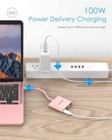 img 3 attached to 🌸 LENTION Rose Gold 3-in-1 USB C Hub with 100W Type C Power Delivery, USB 3.0 & 4K HDMI Adapter for 2021-2016 MacBook Pro 13/15/16, New Mac Air/Surface and More - Stable Driver Certified (CB-C14)