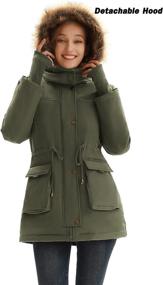 img 3 attached to Womens Winter Fleece Drawstring Military