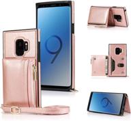 📱 kihuwey galaxy s9 case: stylish crossbody lanyard zipper wallet with card holder & wrist strap - rose gold, protective purse cover for samsung galaxy s9 logo