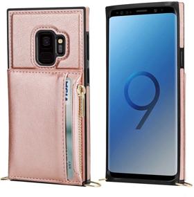 img 2 attached to 📱 KIHUWEY Galaxy S9 Case: Stylish Crossbody Lanyard Zipper Wallet with Card Holder & Wrist Strap - Rose Gold, Protective Purse Cover for Samsung Galaxy S9