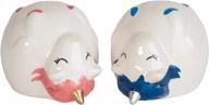 🦄 cute pink and blue ceramic salt and pepper shaker set - glitter galaxy unicorn with sleeping unicorn designs logo