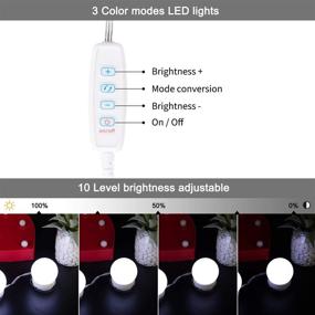 img 2 attached to 🔆 Enhanced Hollywood Style Vanity Mirror Lights Kit, 10 Dimmable LED Bulbs with 3 Color Modes, Perfect for Makeup Dressing Table, Bathroom, & Dressing Room, Power Supply Plug-in Lighting (Mirror Not Included)