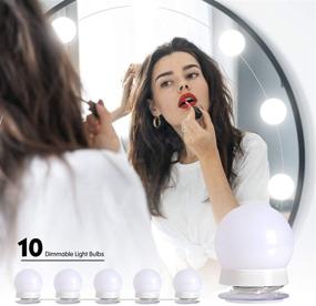 img 1 attached to 🔆 Enhanced Hollywood Style Vanity Mirror Lights Kit, 10 Dimmable LED Bulbs with 3 Color Modes, Perfect for Makeup Dressing Table, Bathroom, & Dressing Room, Power Supply Plug-in Lighting (Mirror Not Included)