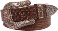 ✨ stylish snap on western faux crocodile print rhinestone leather belt - upgrade your outfit! logo