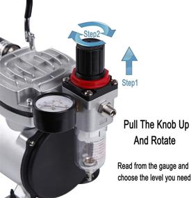 img 3 attached to 🎨 TIMBERTECH Компрессор для аэрографии AS18-2: Мини-компрессор для живописи, татуировки, декорирования тортов - 4 Бара, автостоп.
