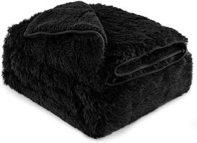 img 4 attached to 🖤 Faux Fur Weighted Blanket, Lofus Shaggy Longfur Sherpa Blanket - 15lbs, Fluffy Cozy Plush Heavy Blanket - Washable Warm Furry Blanket for Bed Couch Sofa Home Decor - 48"x72" - Black