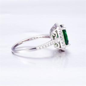 img 1 attached to 💍 BONLAVIE 3.6ct 8x6mm Green Simulated Emerald Silver Ring – Sparkling 925 Sterling Silver CZ Engagement Promise Ring, Size 5-10