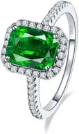 💍 bonlavie 3.6ct 8x6mm green simulated emerald silver ring – sparkling 925 sterling silver cz engagement promise ring, size 5-10 logo