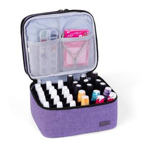 img 3 attached to Luxja Purple Nail Polish Carrying Case - Portable Organizer Bag for 20 Bottles (15ml - 0.5 fl.oz), Ideal for Manicure Sets