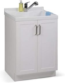 img 3 attached to 🚿 SIMPLIHOME Kyle Transitional Laundry Cabinet - 24 inch with Pull-out Faucet, ABS Sink & Storage!