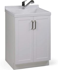 img 4 attached to 🚿 SIMPLIHOME Kyle Transitional Laundry Cabinet - 24 inch with Pull-out Faucet, ABS Sink & Storage!