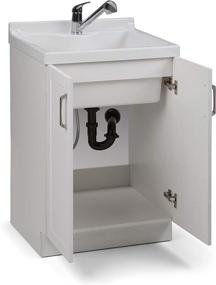 img 1 attached to 🚿 SIMPLIHOME Kyle Transitional Laundry Cabinet - 24 inch with Pull-out Faucet, ABS Sink & Storage!
