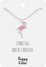 img 3 attached to Stand Tall and Be Fabulous Pink Flamingo Necklace - Happy Kisses Pendant for Women, Kids, Girls - Ideal Gift for Mom, Wife, Girlfriend - Small Cute Pendant in Gold & Silver