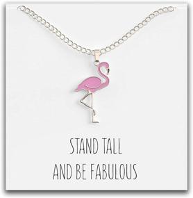 img 4 attached to Stand Tall and Be Fabulous Pink Flamingo Necklace - Happy Kisses Pendant for Women, Kids, Girls - Ideal Gift for Mom, Wife, Girlfriend - Small Cute Pendant in Gold & Silver