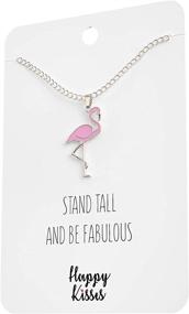 img 1 attached to Stand Tall and Be Fabulous Pink Flamingo Necklace - Happy Kisses Pendant for Women, Kids, Girls - Ideal Gift for Mom, Wife, Girlfriend - Small Cute Pendant in Gold & Silver