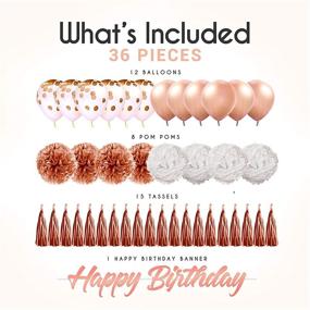 img 3 attached to 🎉 EpiqueOne Rose Gold Birthday Party Decorations Set - Includes Happy Birthday Banner, Tassels, Pompoms, Jumbo Confetti Balloons, Rose Gold Balloons - Champagne Pink Birthday Decorations for Women & Girls