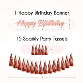 img 1 attached to 🎉 EpiqueOne Rose Gold Birthday Party Decorations Set - Includes Happy Birthday Banner, Tassels, Pompoms, Jumbo Confetti Balloons, Rose Gold Balloons - Champagne Pink Birthday Decorations for Women & Girls