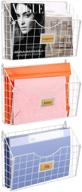 efficient 3-tier wall file holder: stackable hanging rack with tag slot, for office, home, and work - easy organization, white (patent pending) logo