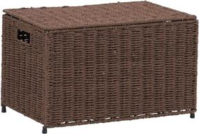 img 3 attached to 📦 Small Decorative Wicker Chest with Lid for Storage and Organization - Household Essentials Dark Brown ML-7140