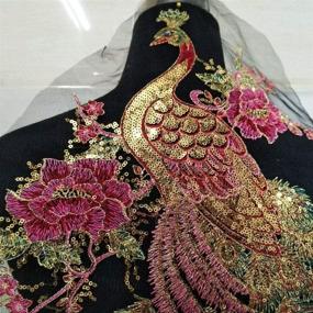 img 1 attached to 🦚 Exquisite Golden Peacock Sequins Embroidery Cloth: Perfect for DIY Cheongsam, Dress, and Stage Costumes! Sewing Manual Included - Black Color Option