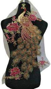 img 2 attached to 🦚 Exquisite Golden Peacock Sequins Embroidery Cloth: Perfect for DIY Cheongsam, Dress, and Stage Costumes! Sewing Manual Included - Black Color Option