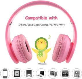img 1 attached to Mokata Wireless/Wired Kids Headphones - Volume Limited 94-110dB Over Ear Bluetooth Foldable Noise Protection Headset with 3.5mm AUX, Mic - For Boys, Girls, Children - Cellphone, Tablet, TV, Gaming, Travel, School - Pink