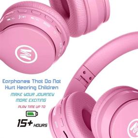 img 3 attached to Mokata Wireless/Wired Kids Headphones - Volume Limited 94-110dB Over Ear Bluetooth Foldable Noise Protection Headset with 3.5mm AUX, Mic - For Boys, Girls, Children - Cellphone, Tablet, TV, Gaming, Travel, School - Pink