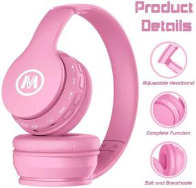 img 2 attached to Mokata Wireless/Wired Kids Headphones - Volume Limited 94-110dB Over Ear Bluetooth Foldable Noise Protection Headset with 3.5mm AUX, Mic - For Boys, Girls, Children - Cellphone, Tablet, TV, Gaming, Travel, School - Pink