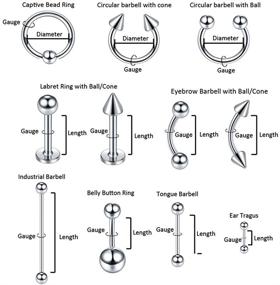 img 2 attached to 💎 Xpircn 70PCS Stainless Steel Body Piercing Kit - 14G 16G Lip, Nose, Tongue, Tragus, Cartilage, Daith, Eyebrow, Belly Button Rings with Piercing Tools
