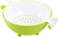 chichic 2-in-1 kitchen strainer/colander and bowl sets, large plastic washing bowl and 🥦 strainer, detachable colanders, strainers set, space-saver, for cleaning, washing, mixing fruits and vegetables, green logo