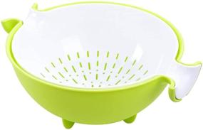 img 4 attached to CHICHIC 2-in-1 Kitchen Strainer/Colander and Bowl Sets, Large Plastic Washing Bowl and 🥦 Strainer, Detachable Colanders, Strainers Set, Space-Saver, for Cleaning, Washing, Mixing Fruits and Vegetables, Green