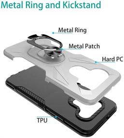 img 1 attached to 📱 Premium Silver Oladers for LG K51 Case with Tempered Glass Screen Protector and Magnetic Car Kickstand – Rotatable Metal Ring Holder Included