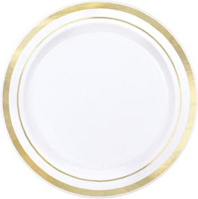 img 2 attached to 🍽️ Premium Round Plastic Plates, 6 1/4", White - Amscan 438988