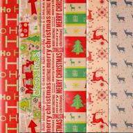 🎁 konsait bulk christmas kraft wrapping paper set - 6 large sheets folded, traditional gift wrap with festive xmas designs: snowflake, christmas tree, reindeer - ideal for birthday, holiday gifts and decorations - 70 cm x 50cm logo