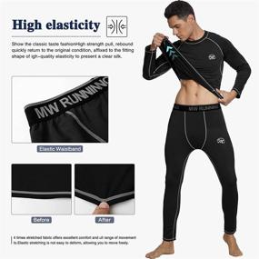 img 1 attached to 🏂 Stay Warm on the Slopes with Men's Thermal Underwear Set – Compression Long Johns with Fleece Lining for Skiing and Winter Sports