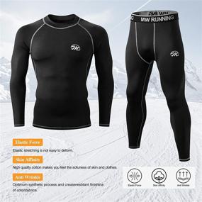 img 3 attached to 🏂 Stay Warm on the Slopes with Men's Thermal Underwear Set – Compression Long Johns with Fleece Lining for Skiing and Winter Sports