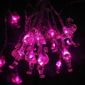 img 4 attached to 🦩 10ft 20 LED Battery Powered Christmas Flamingo String Lights, Crystal Fairy Lights for Indoor/Outdoor Terrace Garden Party, Girls Room Decoration - Flamingo Pink