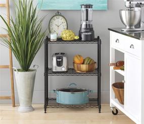 img 3 attached to 🏢 Whitmor Black 3 Tier Adjustable Shelving Rack with Leveling Feet: Organize and Maximize Storage Space