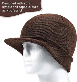 img 3 attached to Geyoga Men's Warm Knit Visor Beanie Hat with Brim - Double Layered Knitted Winter Cap