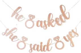 img 3 attached to 🎉 Rose Gold Glitter Engagement Party Decorations: He Asked, She Said Yes Garland and Engaged Banner for Bridal Shower & Wedding Celebrations