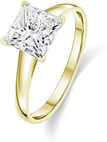 img 4 attached to 💍 Stunning 14k Gold Solitaire Princess Cut AAA+ Quality Swarowski Cubic Zirconia Engagement Ring: Sparkle and Elegance Combined