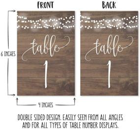 img 2 attached to Rustic Wood Lights Table Number Signs for Wedding Reception & Events - Double Sided, Calligraphy Printed, Reusable Frame Stand - 1-25 Numbered Cards, 4x6 Size