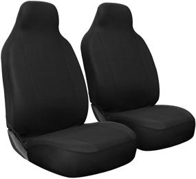 img 1 attached to 🚗 OxGord Car Seat Cover - Universal Fit in Solid Black for Cars, Trucks, SUVs, Vans - 2 pc Set - Enhance Vehicle Interior with Front Low Bucket Seat - Poly Cloth Material