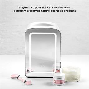 img 2 attached to 🌸 Chefman Portable Mirrored Beauty Fridge: Mini Refrigerator for Skin Care, Makeup and Travel - Lighted, Mirrored Design, Chill Serums, Masks, Cool and Heat